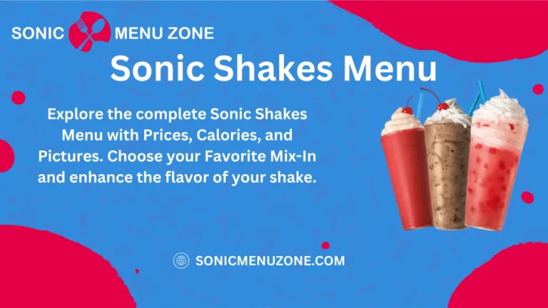 Shakes Menu at Sonic